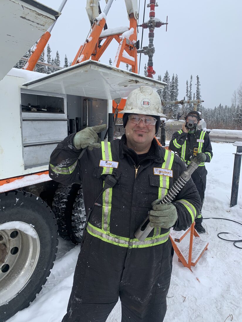 Bullet Wireline crew working in winter conditions